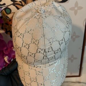 GUCCI Beige Monogram Baseball Cap